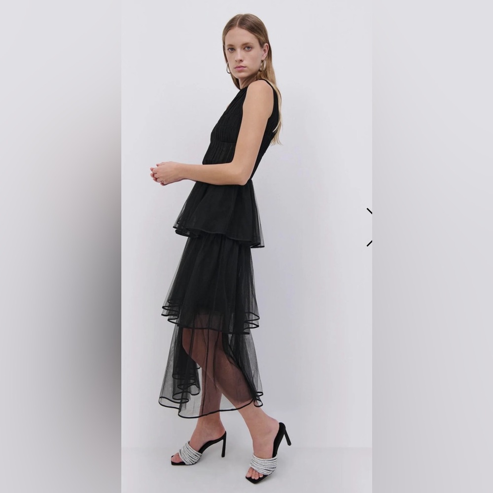 Simkhai The Benton Tulle Plisse Midi Dress, size 2 , style 622-1055 - Picture 3 of 4